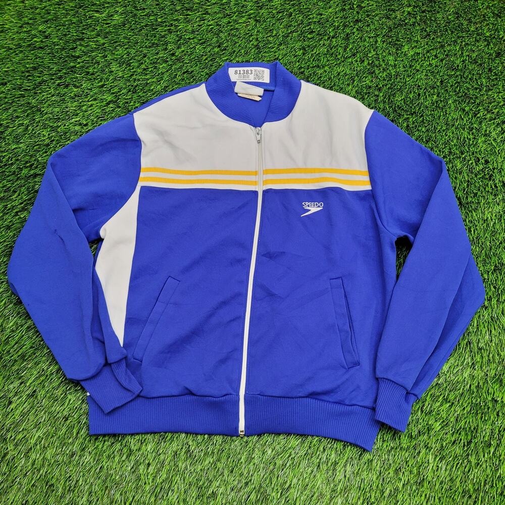 Vintage 90s Speedo Cropped Track Jacket S/M 20x22 Colorblock
